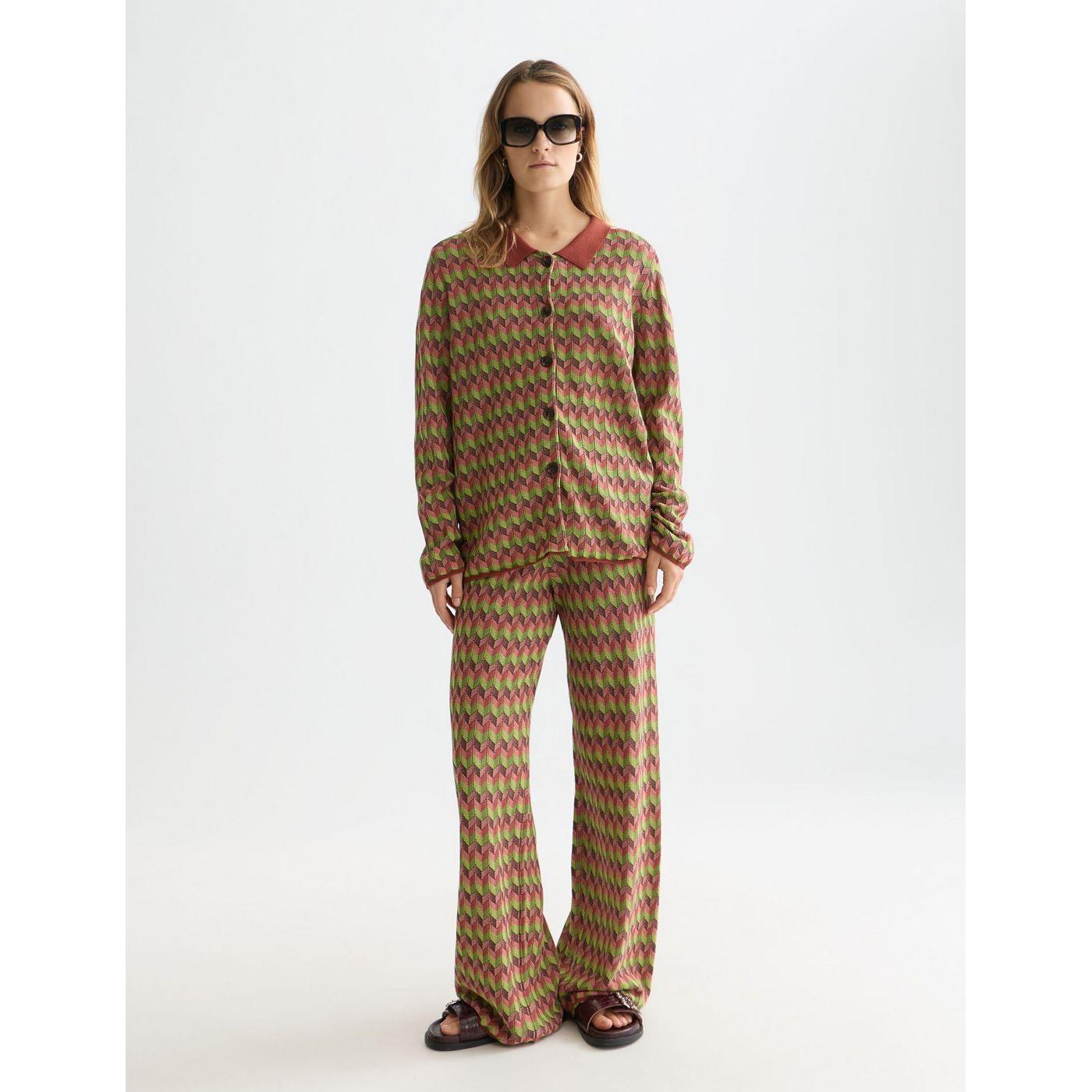 Pantalon Chevron Knitted - Burnt Henna