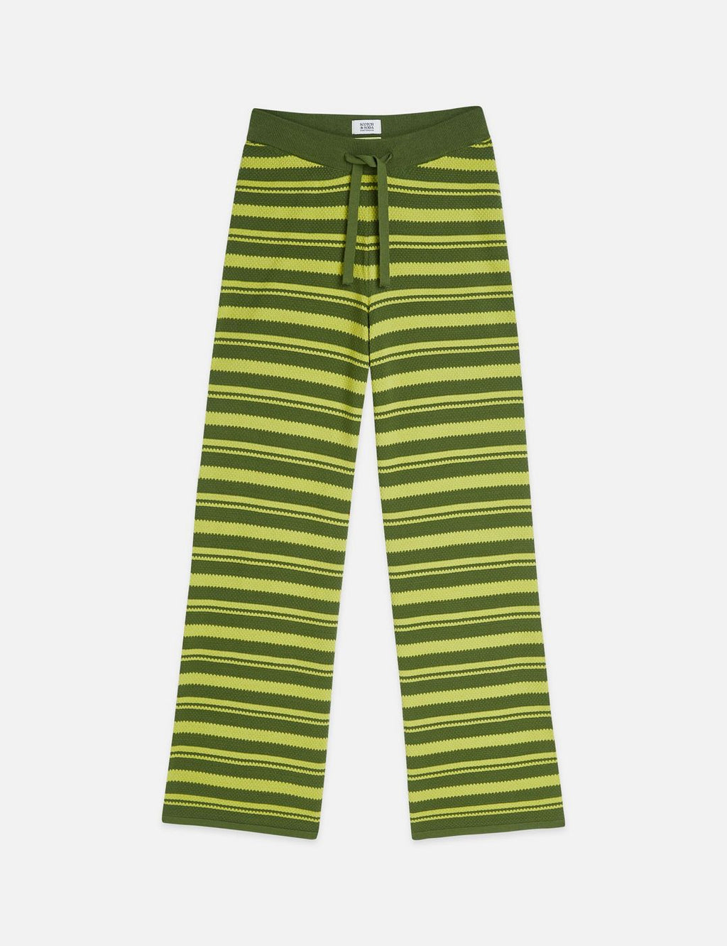 Textured Stripe Knitted Trousers - Garden Green