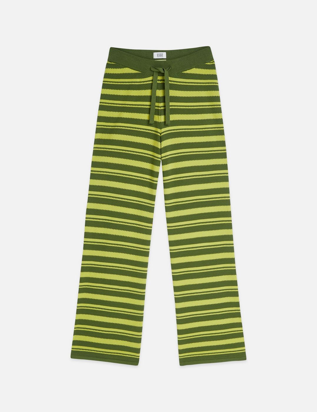 Textured Stripe Knitted Trousers - Garden Green