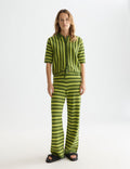 Textured Stripe Knitted Trousers - Garden Green