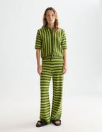 Textured Stripe Knitted Trousers - Garden Green