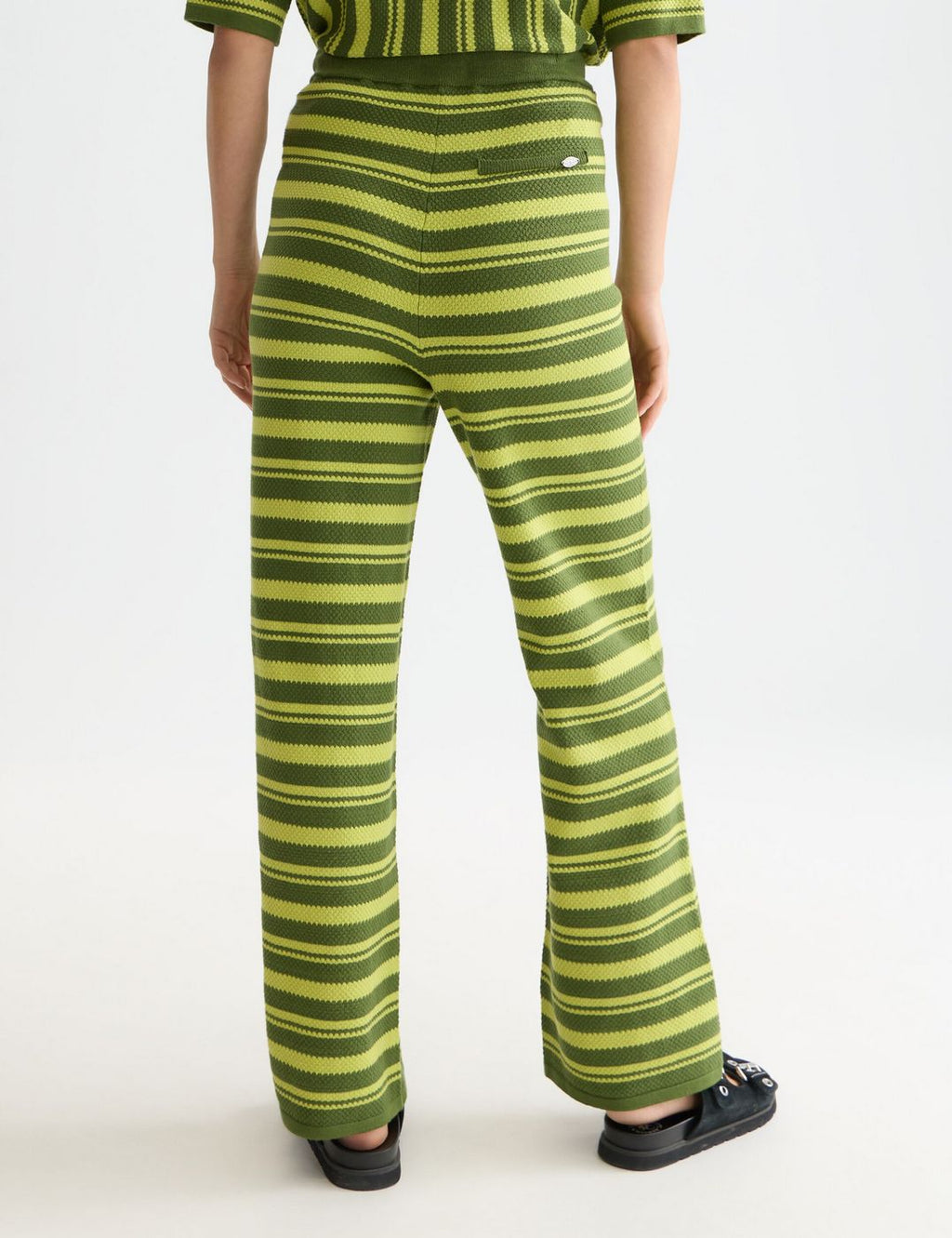 Textured Stripe Knitted Trousers - Garden Green