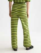 Textured Stripe Knitted Trousers - Garden Green