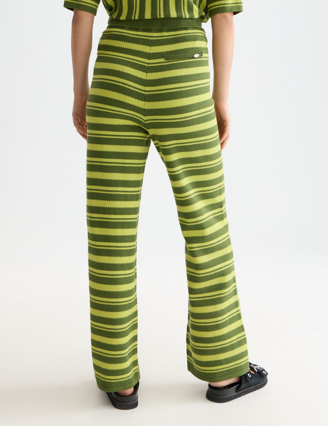 Textured Stripe Knitted Trousers - Garden Green