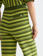 Textured Stripe Knitted Trousers - Garden Green