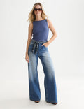 Jean The Wave Wide Leg With Tie Detail - Rodeo Mid Stripe