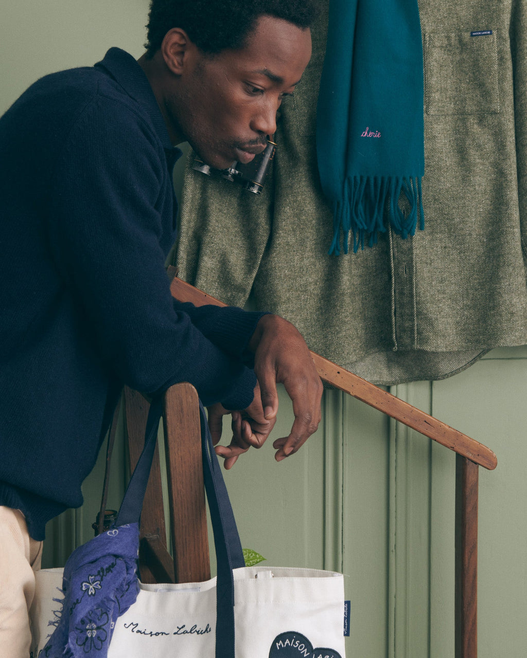 "Heart Patch" Guillaumin Merino Wool Sweater