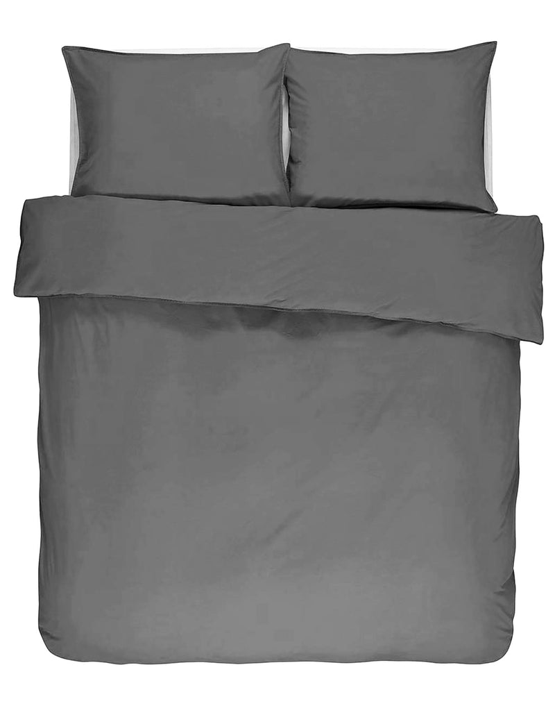 Housse De Couette Iris Stone Washed Uni Coton - 240x220 - Gris