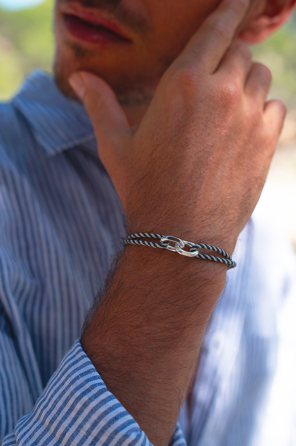 Bracelet Nafplio - Bleu Marine & Blanc