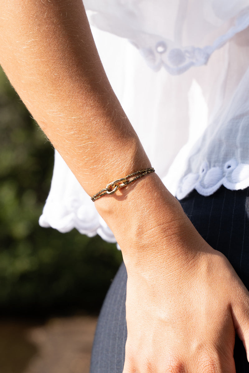 Bracelet Annecy - Or Noir Pailleté