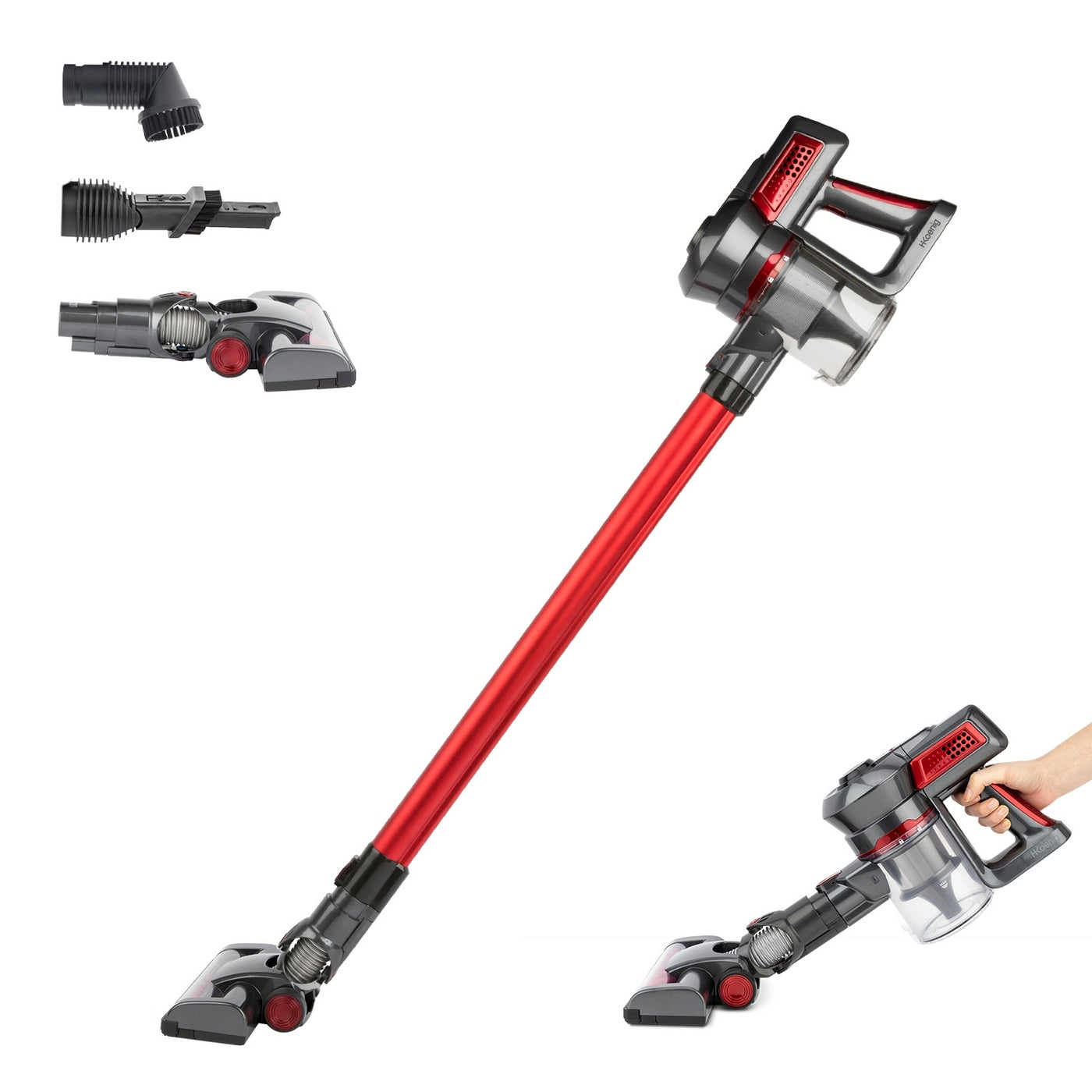 2-in-1 Cordless Stick Vacuum Cleaner Powerclean - Red
