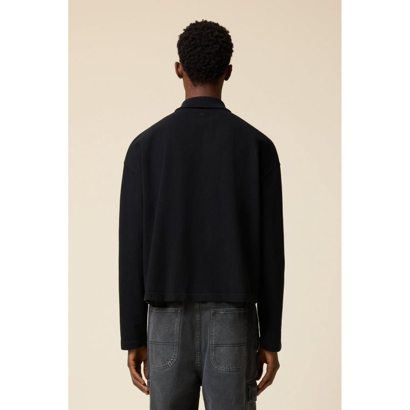 Ami Paris - Garment Dye Long Sleeve Ls Polo - Black/001