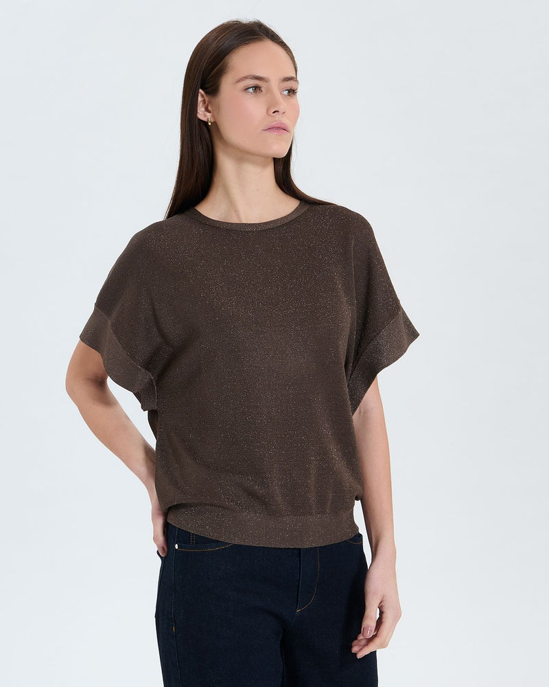 Pull manches courtes taupe_1