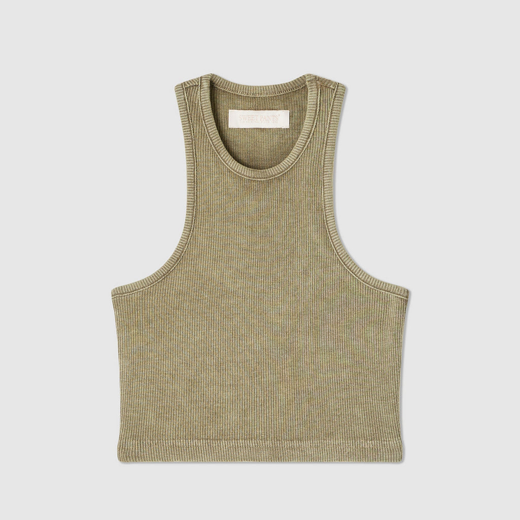 Urban Tank Crop Vest Top - Khaki - Women
