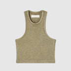 Urban Tank Crop Vest Top - Khaki - Women