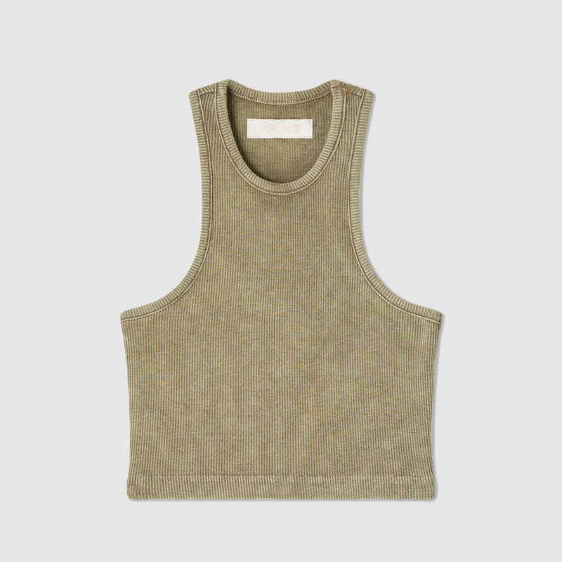 Urban Tank Crop Tank Top - Khaki - Women