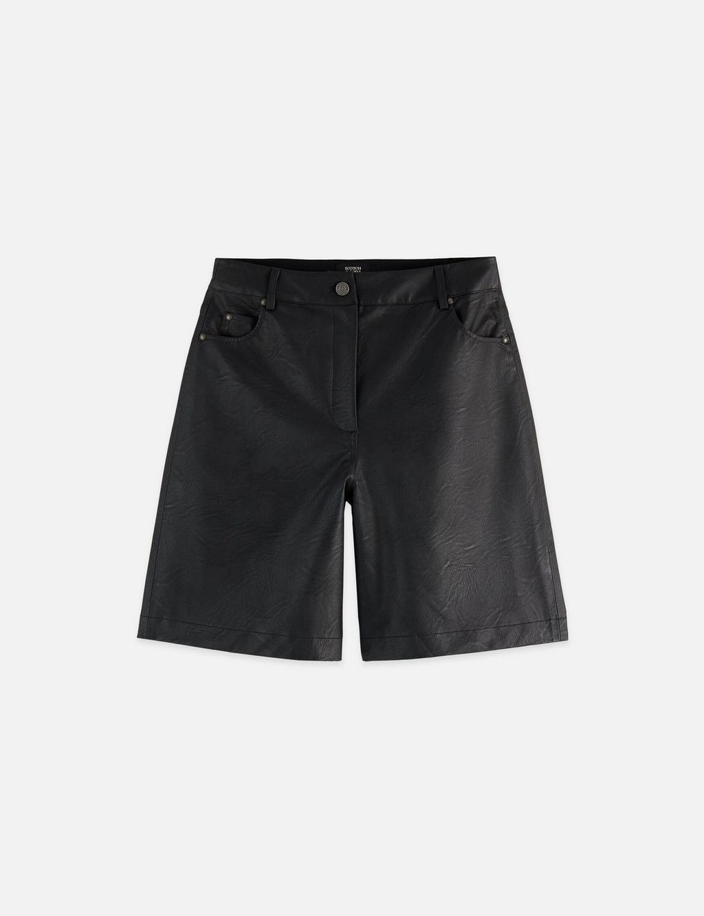 High Rise Faux Leather Short - Meteorite