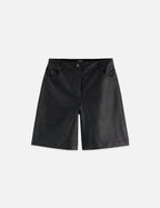 High Rise Faux Leather Short - Meteorite