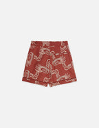 Short Embroidered Linen Blend - Burnt Henna