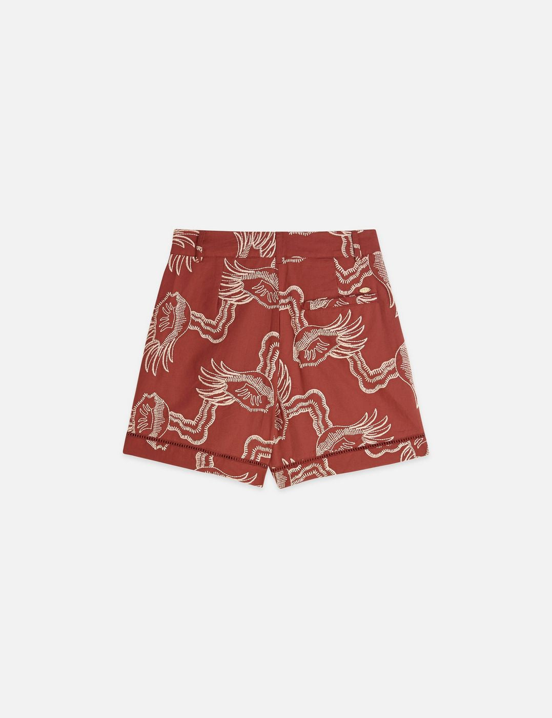 Short Embroidered Linen Blend - Burnt Henna