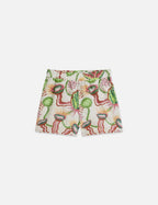 Short Cotton-Linen Elastic Waist - Desert Floral Canyon Clay