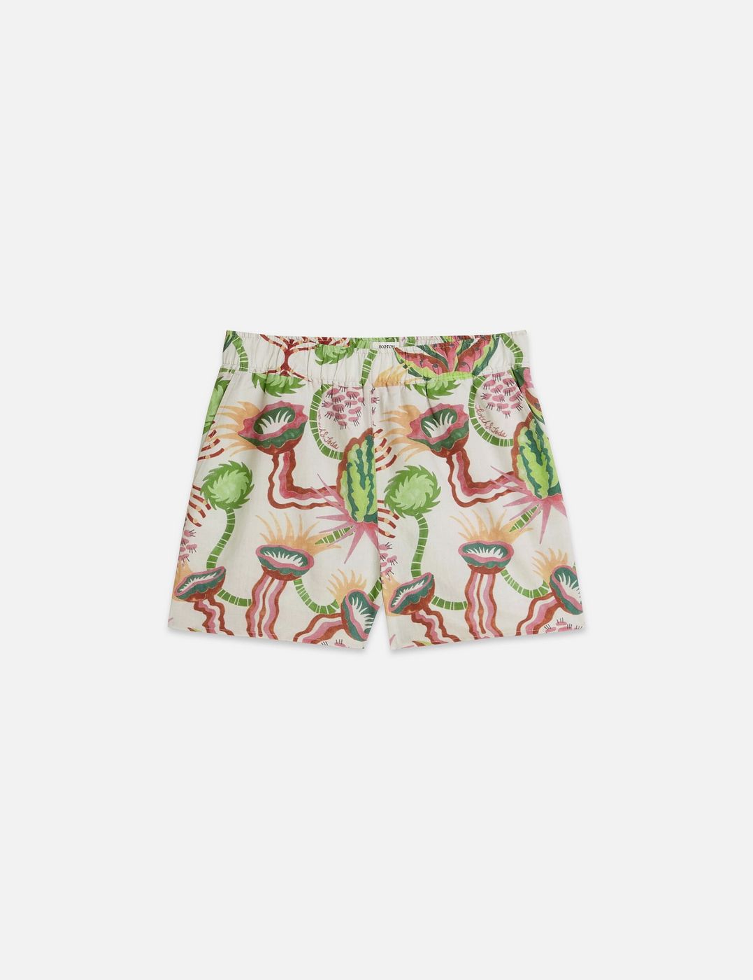 Short Cotton-Linen Elastic Waist - Desert Floral Canyon Clay