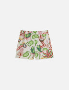 Short Cotton-Linen Elastic Waist - Desert Floral Canyon Clay