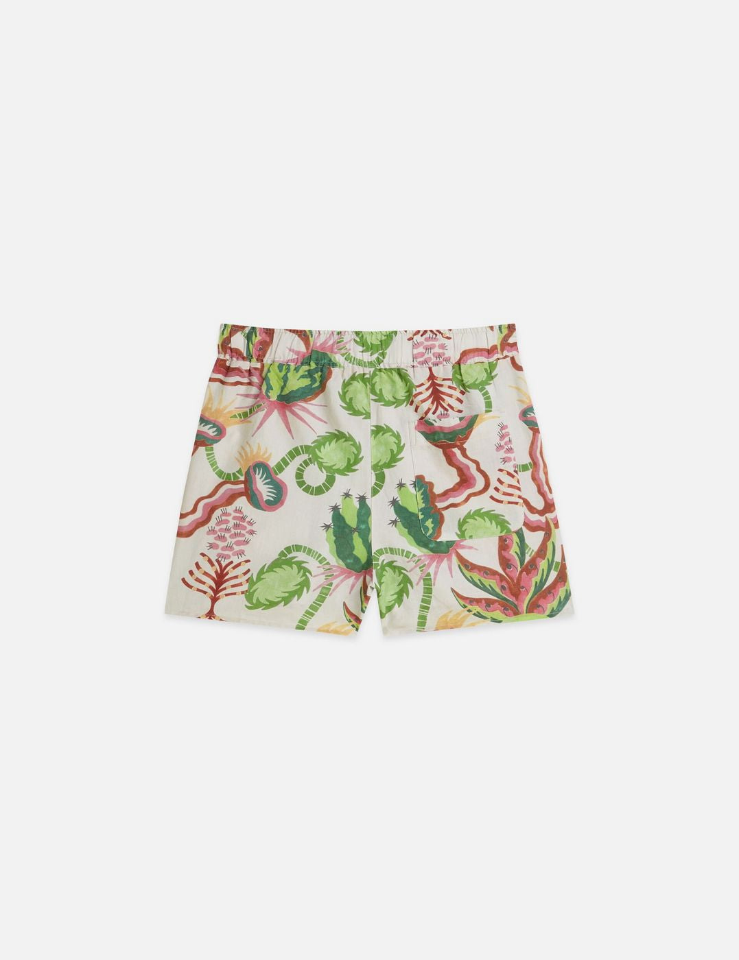 Short Cotton-Linen Elastic Waist - Desert Floral Canyon Clay