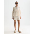 Short Embroidered Cotton Crepe - Fog