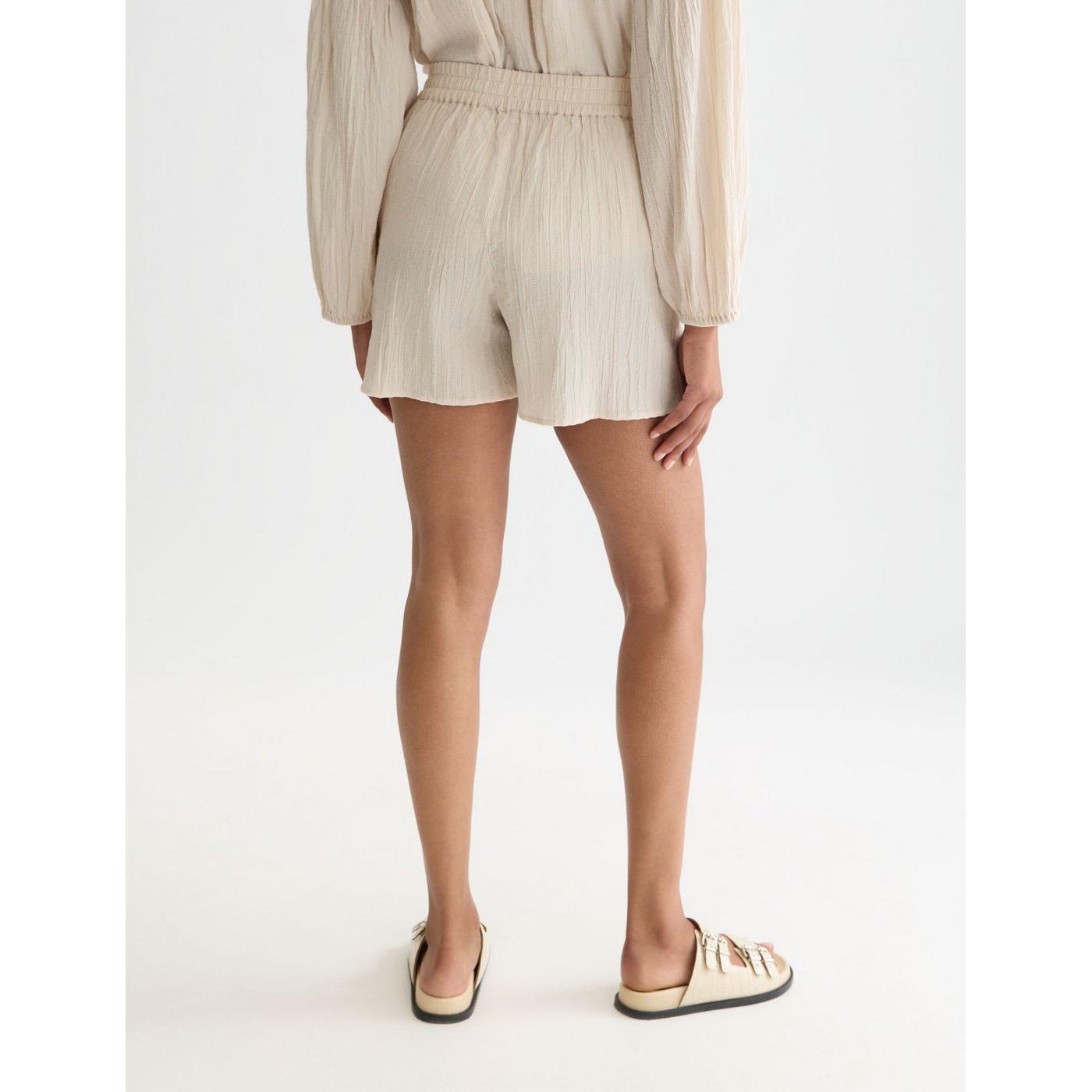 Short Embroidered Cotton Crepe - Fog