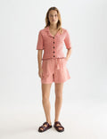 Jacquard Structured High Rise Shorts - Canyon Clay