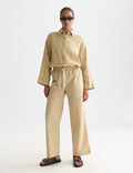 Noa - Linen High-Rise Wide-Leg Relaxed Pull On Pants - Travertine