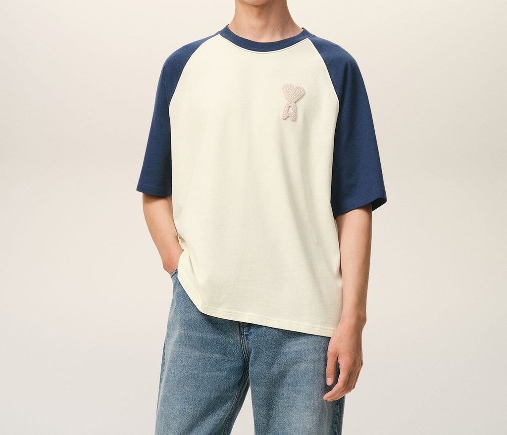 T-Shirt Ami de Cœur Crochet – Ami Paris – Blanc & Bleu