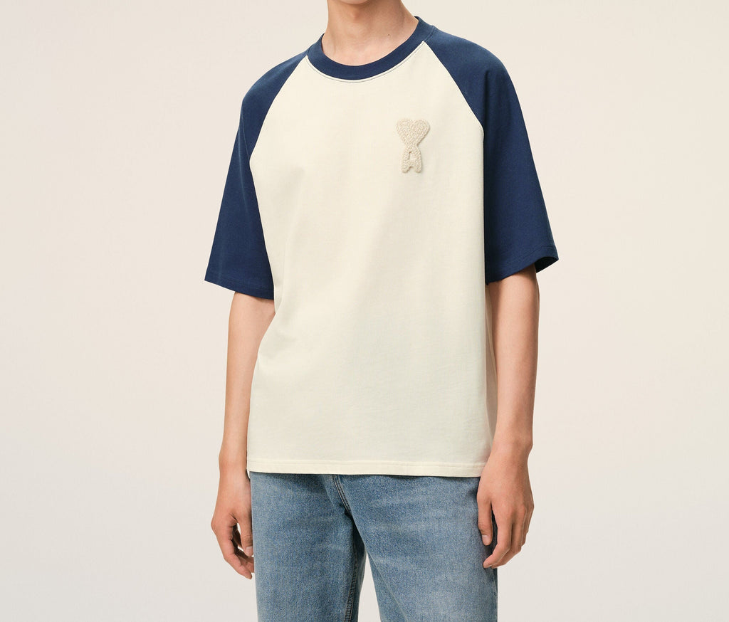 T-Shirt Ami de Cœur Crochet – Ami Paris – Blanc & Bleu