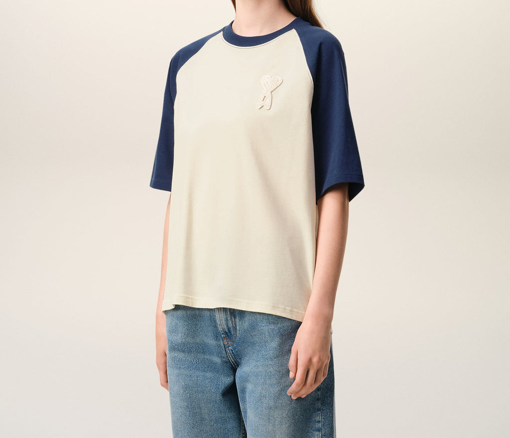 T-Shirt Ami de Cœur Crochet – Ami Paris – Blanc & Bleu