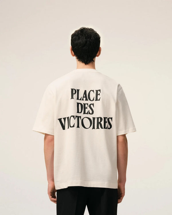 Ami Paris - T-Shirt Blanc Imprimé Place Des Victoires