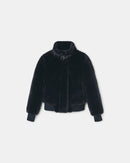 Veste courte en fausse fourrure marine_6