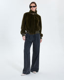 Veste courte en fausse fourrure kaki_3