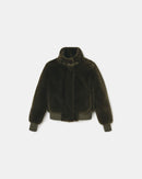 Veste courte en fausse fourrure kaki_6