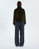 Veste courte en fausse fourrure kaki_3