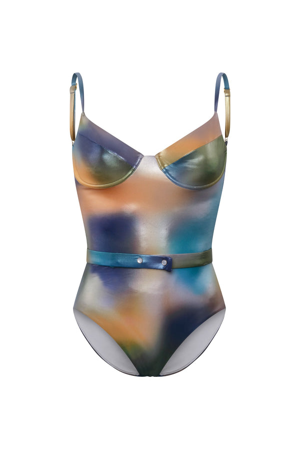 Traje de baño Samba de 1 pieza - Degradado azul/verde