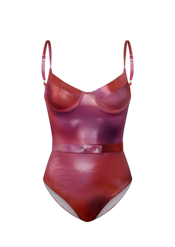 Traje de baño de 1 pieza Beach Love - Degradado Rojo/Rosa