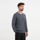 Pull V Neck 100% Merino - Storm Grey
