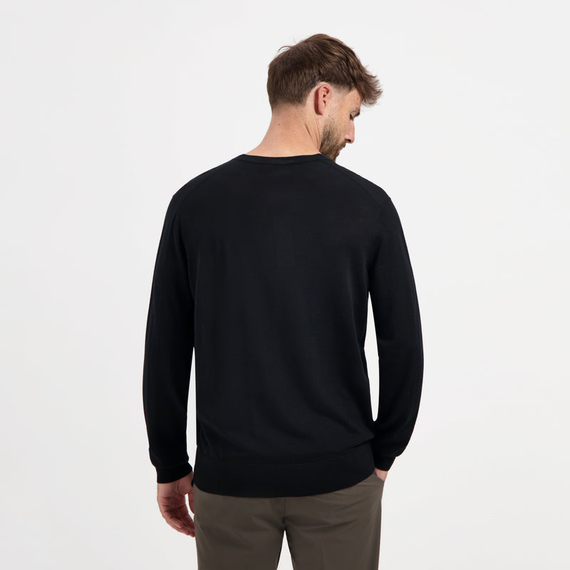 Pull V Neck 100% Merino - Basalt Black