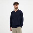 Pull V Neck 100% Merino - Navy Blue