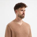 Pull V Neck 100% Merino - Tuscan Camel