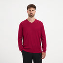 Pull V Neck 100% Merino - Ember Red