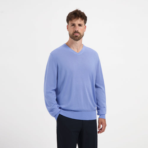 Pull V Neck 100% Merino - Amalfi Blue