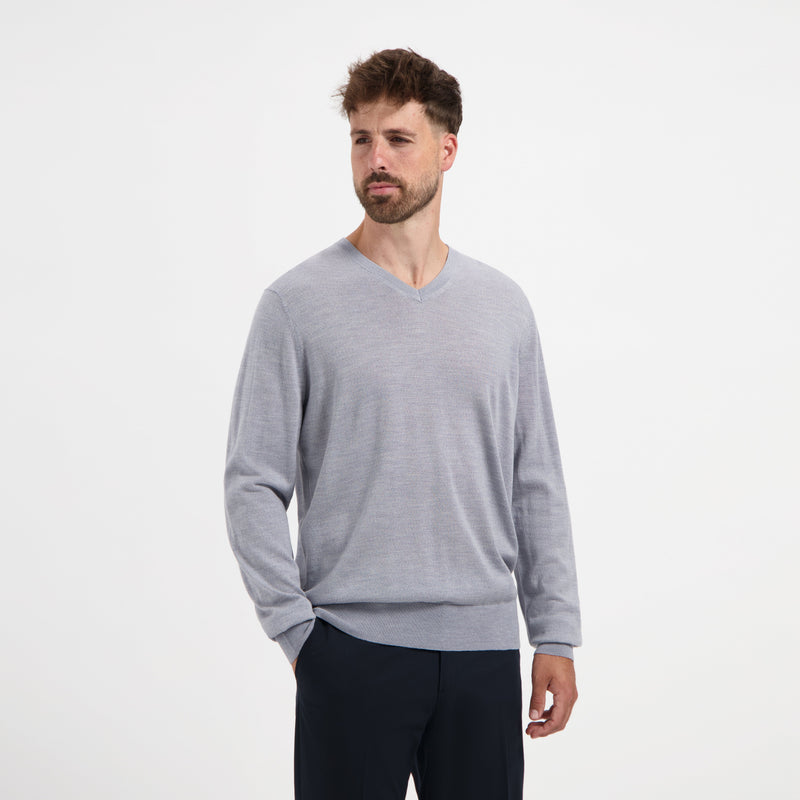 Pull V Neck 100% Merino - Moonstone Grey
