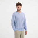 Pull V Neck 100% Merino - Alpine Blue